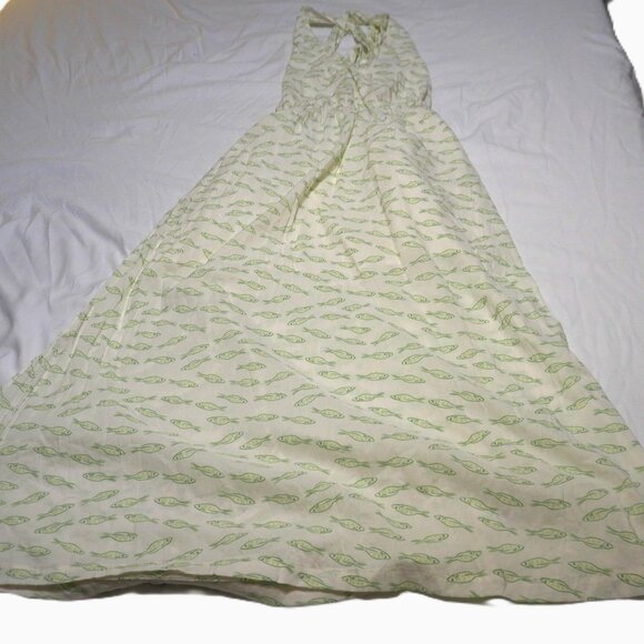 A New Day Whimsical Fish Print Halter Maxi Dress Sz L - Picture 1 of 7